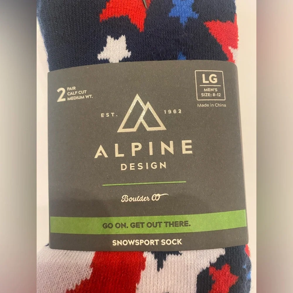 Alpine Design‎ Snowsport Socks 2 Pair Men’s Size Large 8-12 Ski